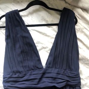 LuLu’s Navy Blue dress / Floor Length, Deep V-cut